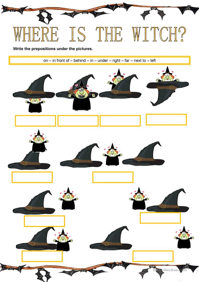 Halloween - Prepositions - English Esl Worksheets For
