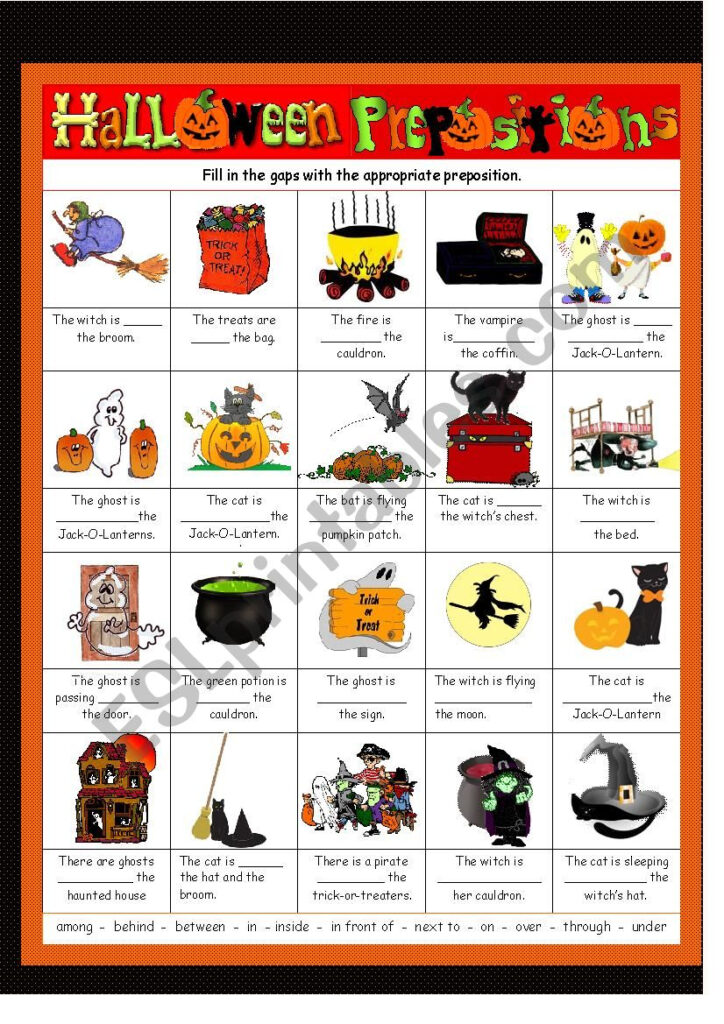 Halloween   Prepositions Of Place   Esl Worksheetanna P