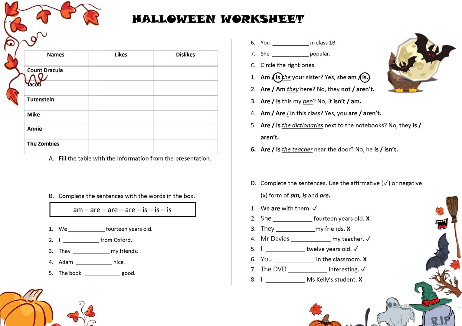 Halloween Presentation Worksheet - English Esl Worksheets