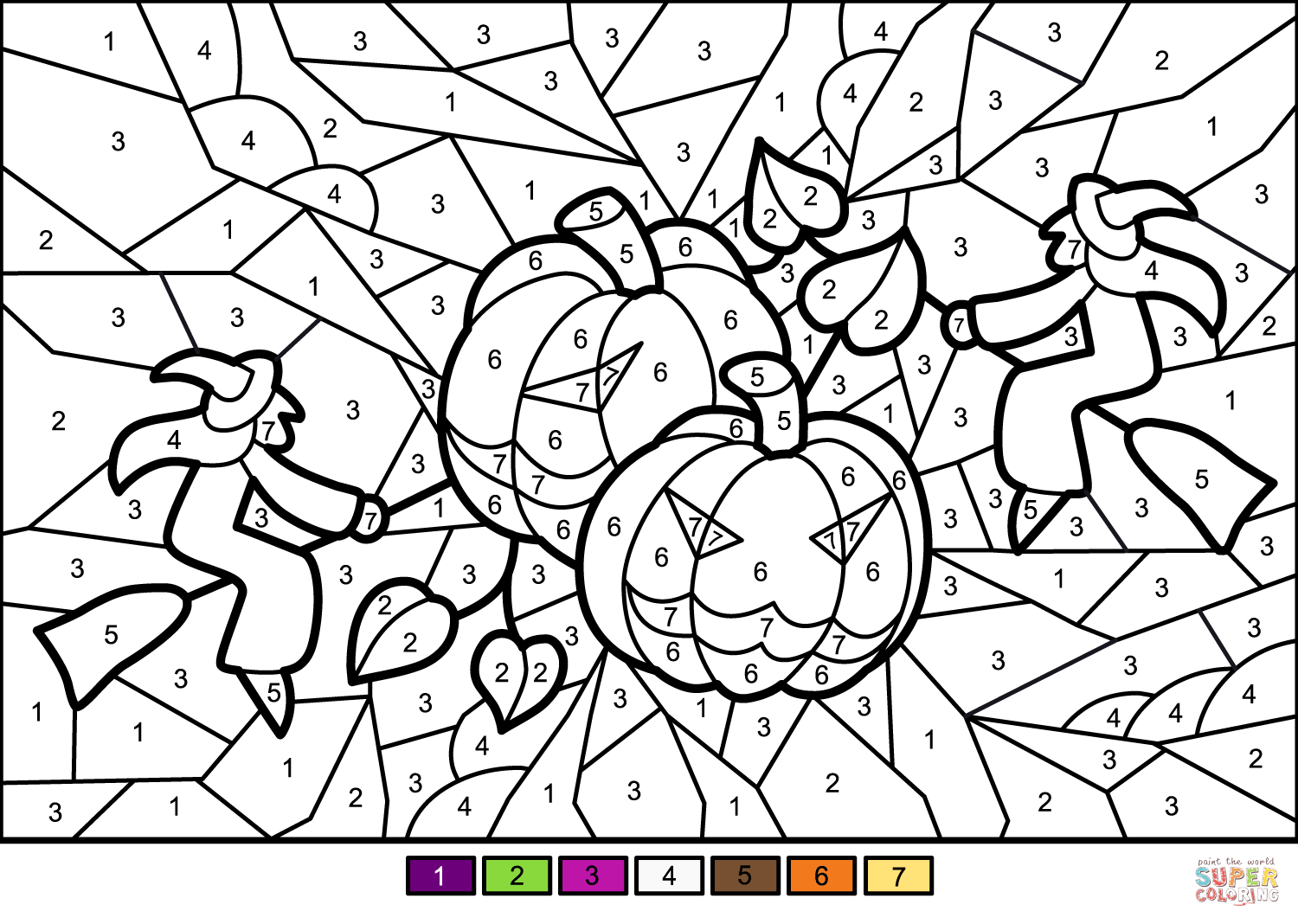 Halloween Pumkins And Witches Colornumber | Free