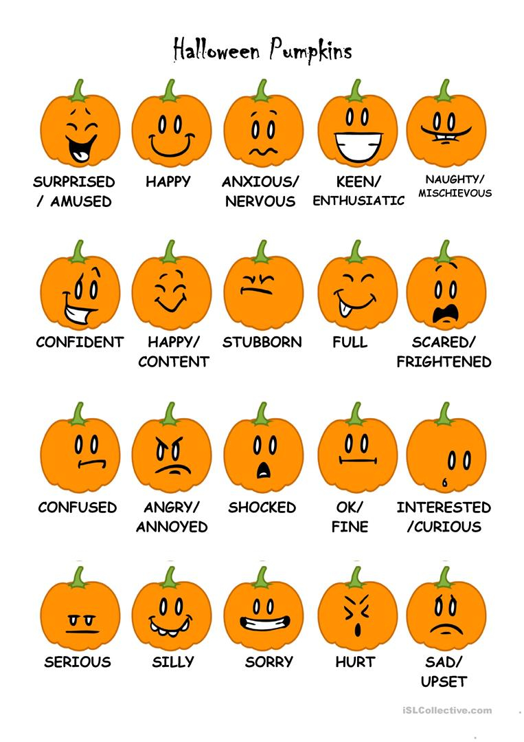 Halloween Pumpkins- Feelings And Emotions - English Esl