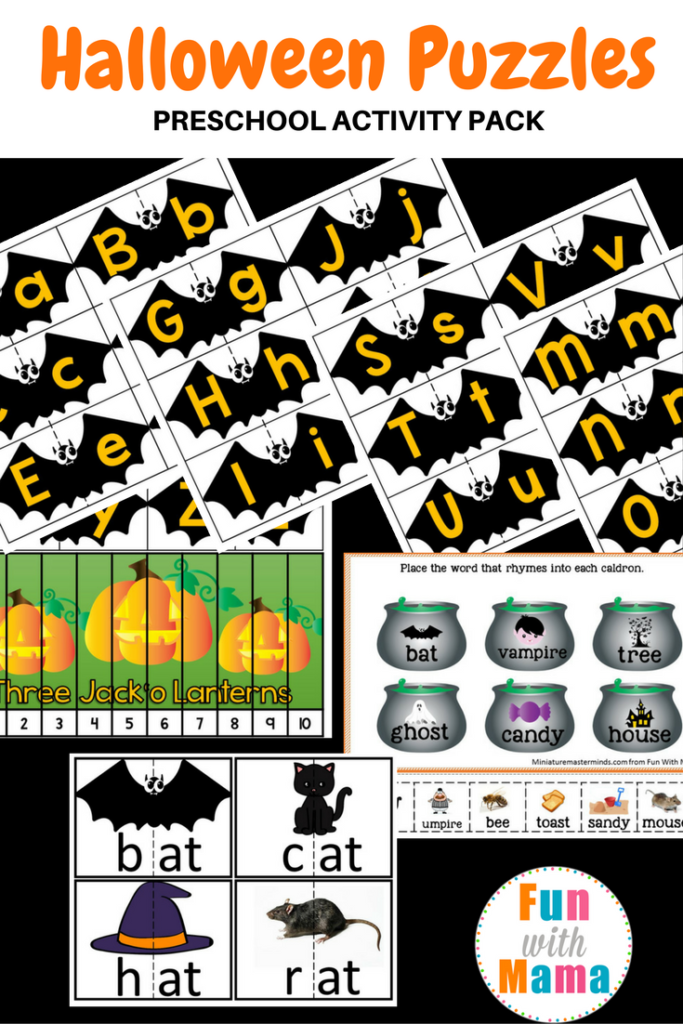 Halloween Puzzles Preschool Activity Pack   Fun With Mama