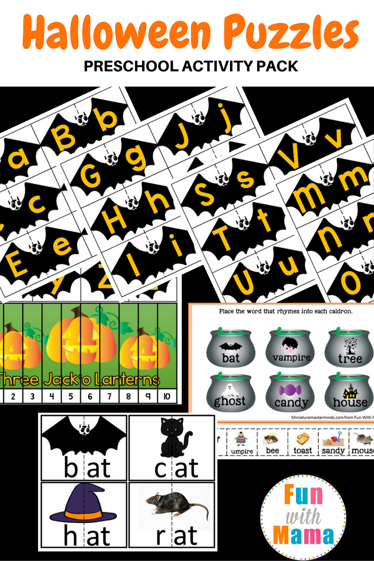 Halloween Puzzles Preschool Activity Pack - Fun With Mama