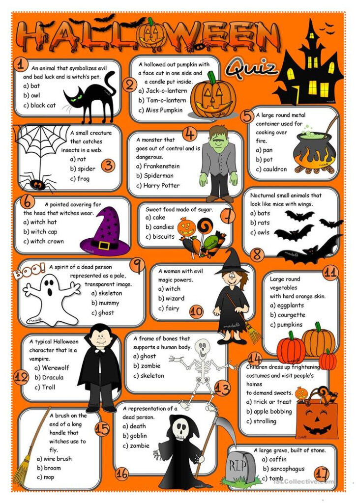 Halloween Quiz   English Esl Worksheets For Distance