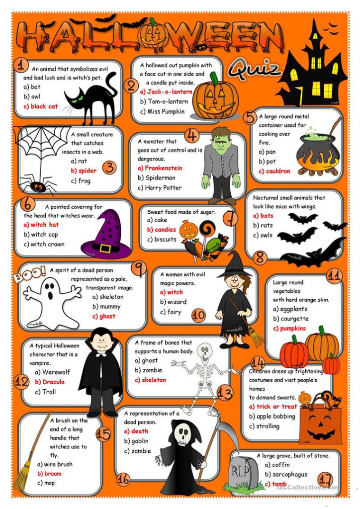 Halloween Quiz   English Esl Worksheets For Distance