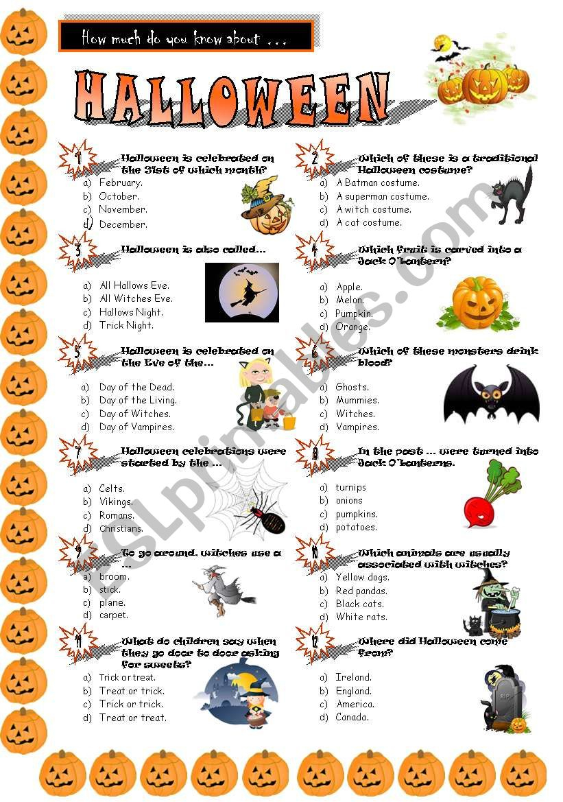 Halloween Quiz - Esl Worksheetjayce