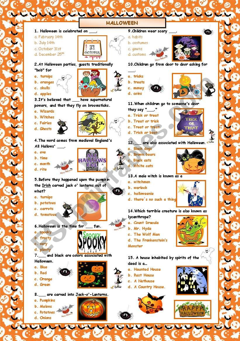 Halloween Quiz! - Esl Worksheetmaguyre