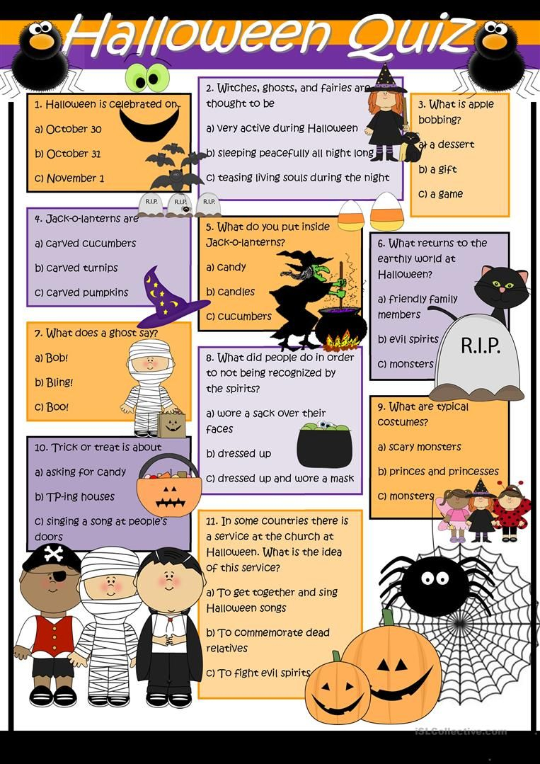 Halloween Quiz Worksheet - Free Esl Printable Worksheets