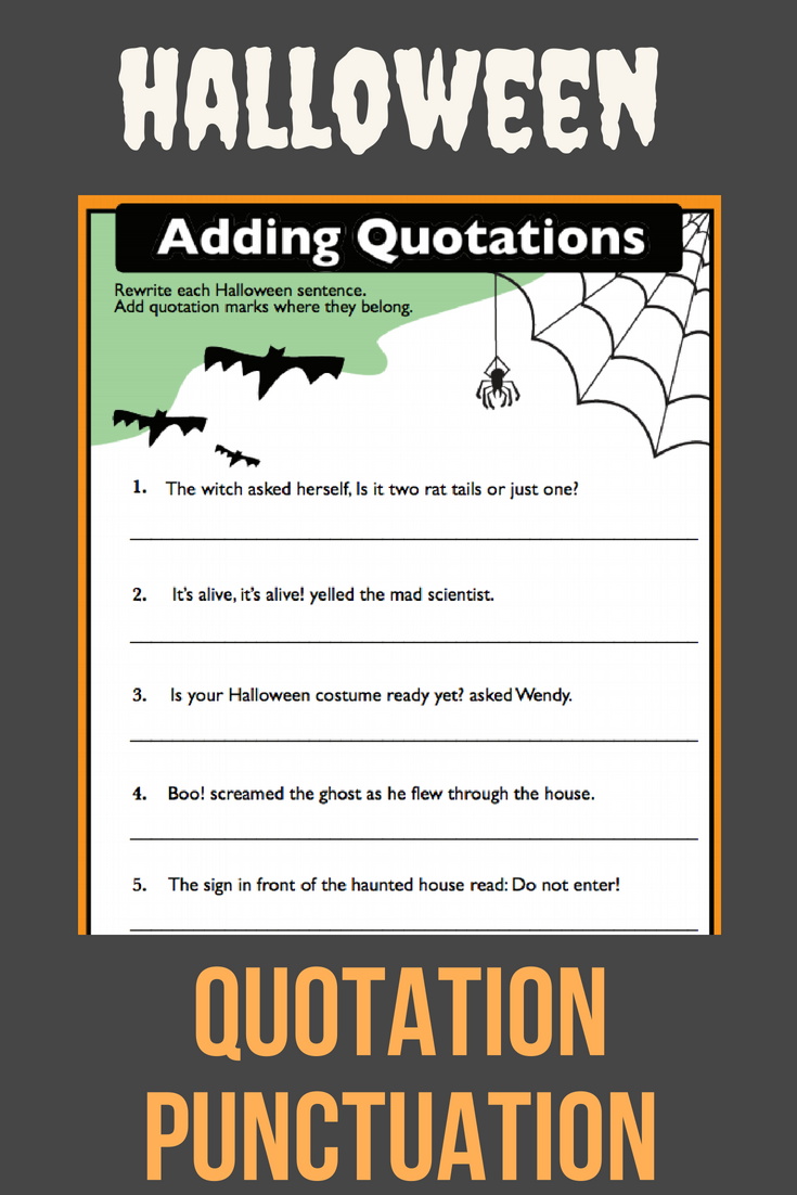 Halloween Quotation Punctuation || #free #printable
