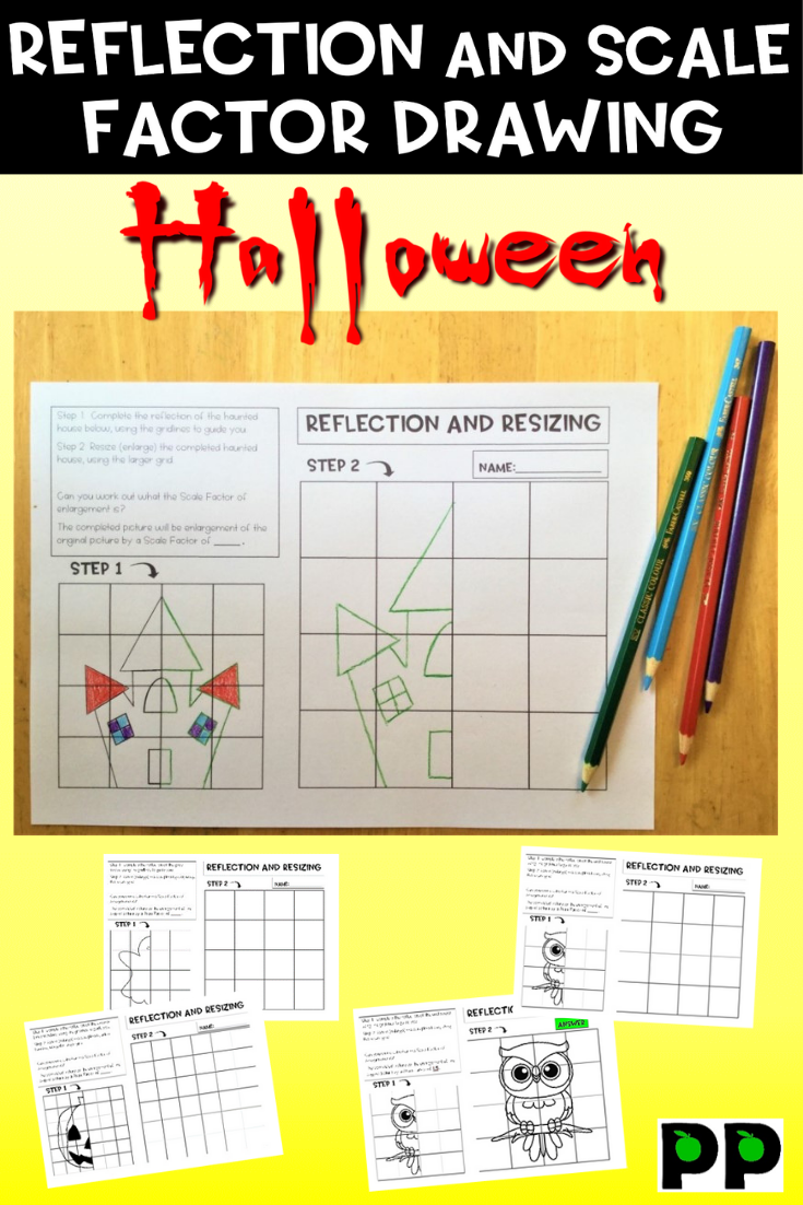 Halloween Reflection And Scale Factor Drawing | Halloween