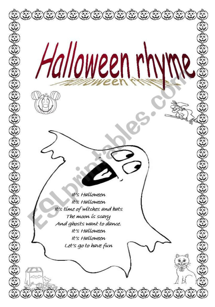 Halloween Rhyme   Esl Worksheetpurple Witch