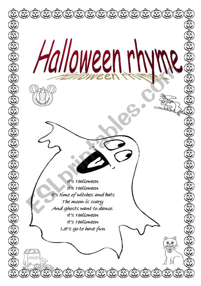 Halloween Rhyme - Esl Worksheetpurple Witch