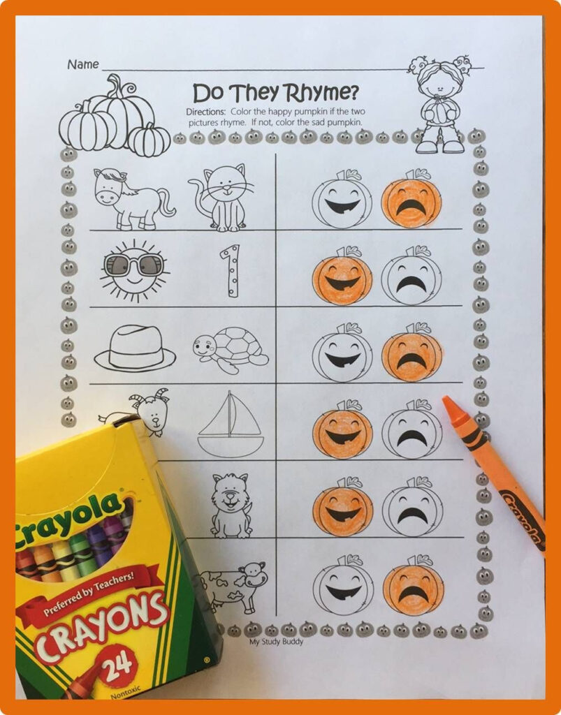 Halloween Rhyming Worksheets (Halloween Activities For