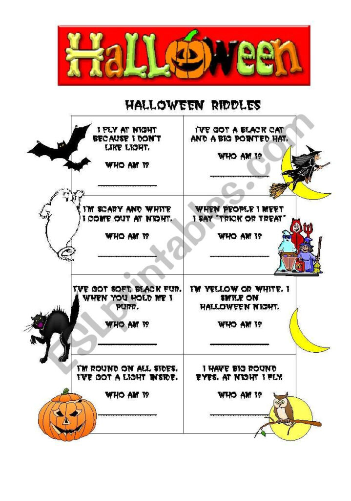 Halloween Riddles   Esl Worksheetgracefreire66