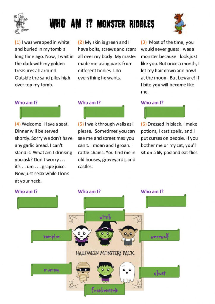 Halloween Riddles Worksheet