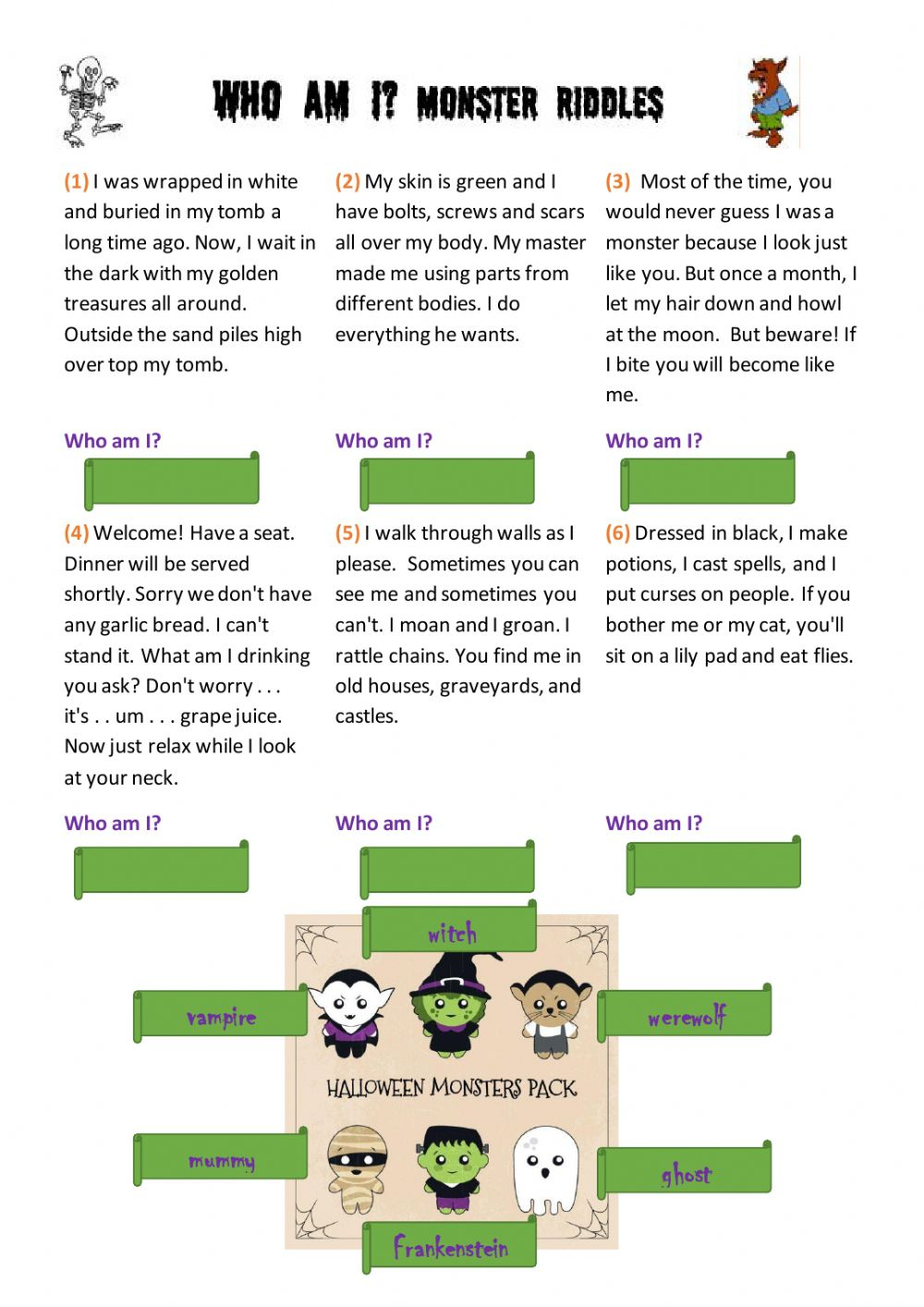 Halloween Riddles Worksheet