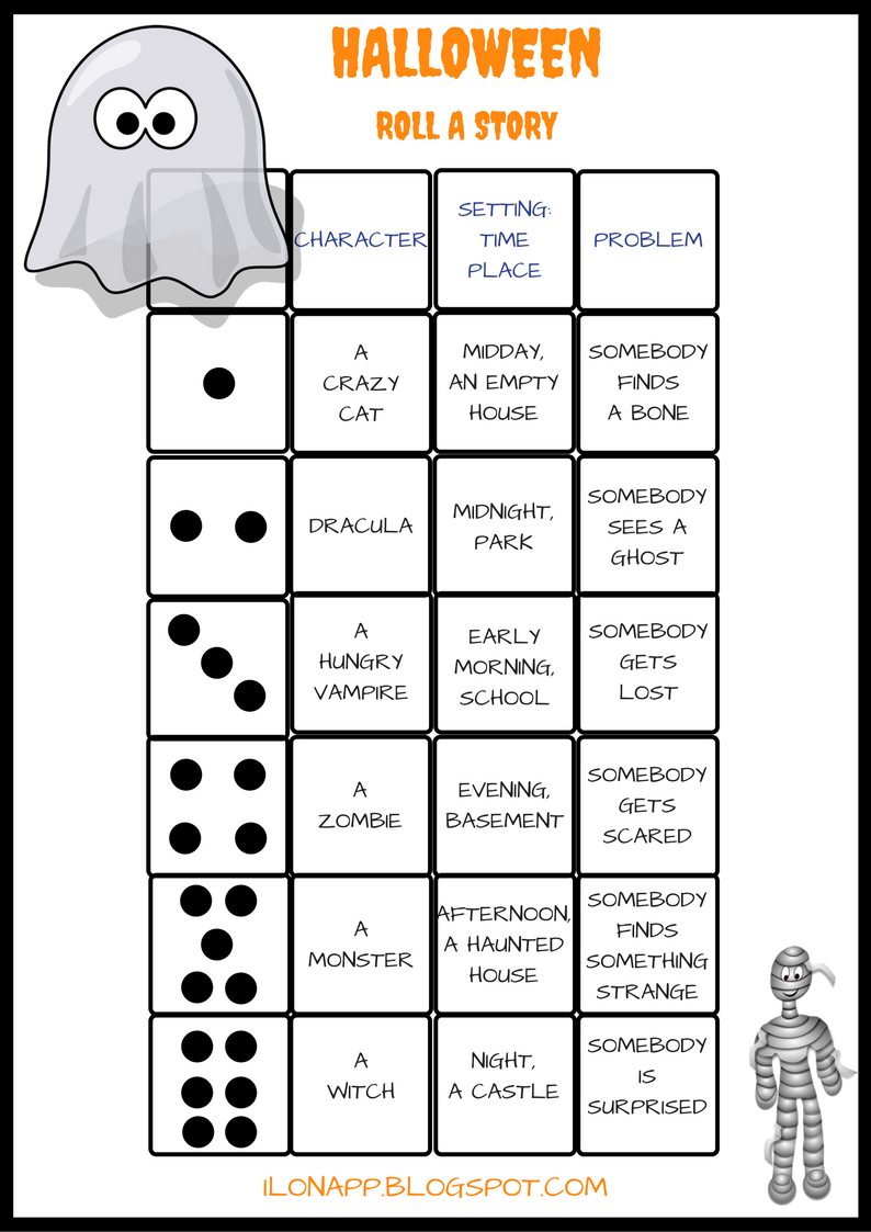 Roll A Dice Halloween Story Worksheet