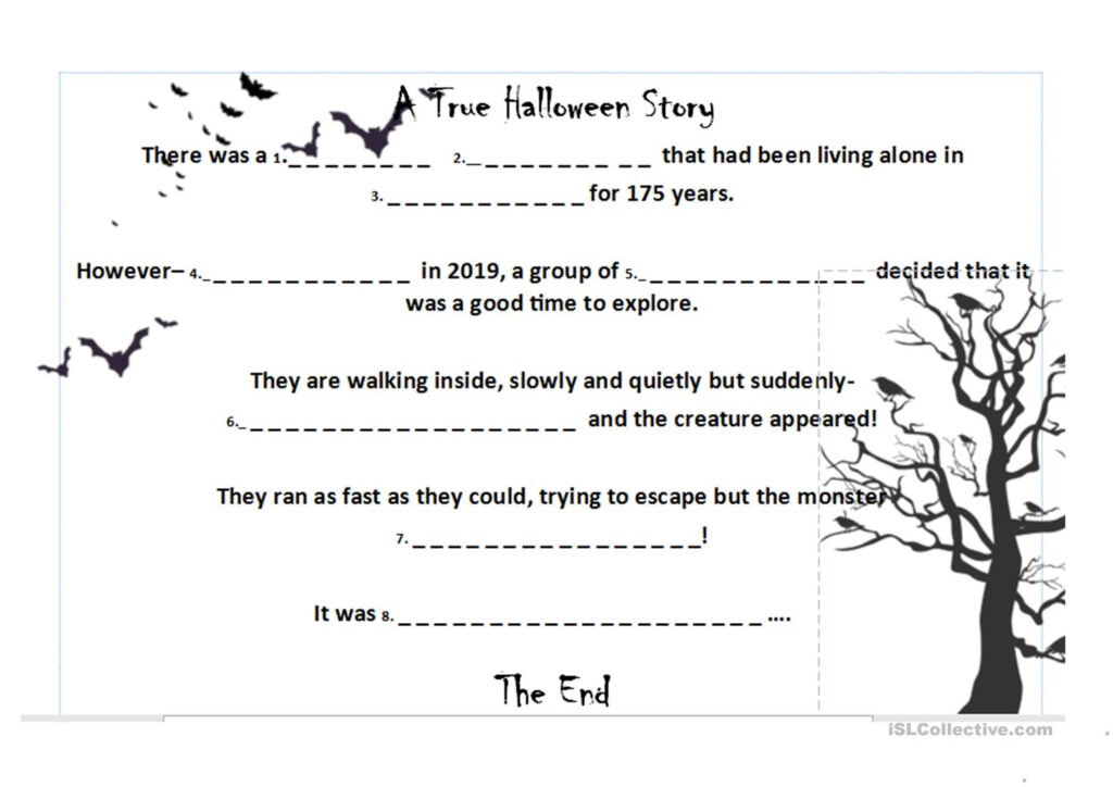 Halloween Roll A Story (Thriller Quiz Vocabulary)   English