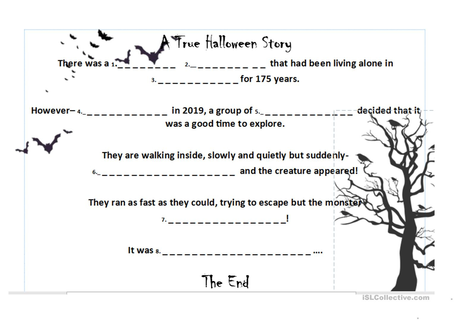 Halloween Roll-A-Story (Thriller Quiz Vocabulary) - English