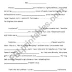 Halloween Scary Story Fill In The Blanks   Esl Worksheet