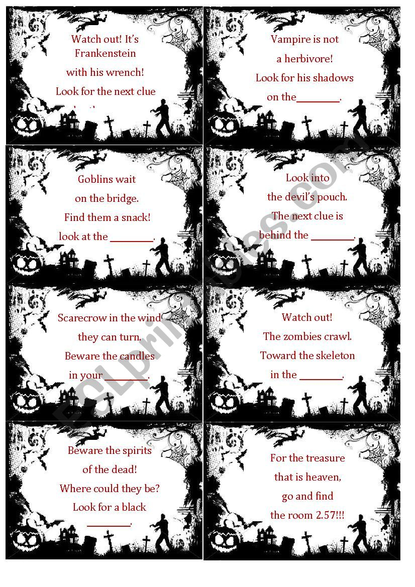 Halloween Scavenger Hunt - Esl Worksheetterike