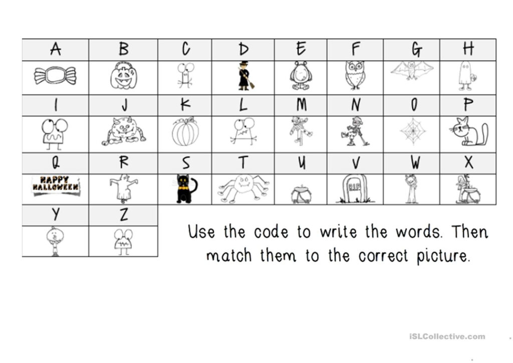 Halloween Secret Message Decoding   English Esl Worksheets