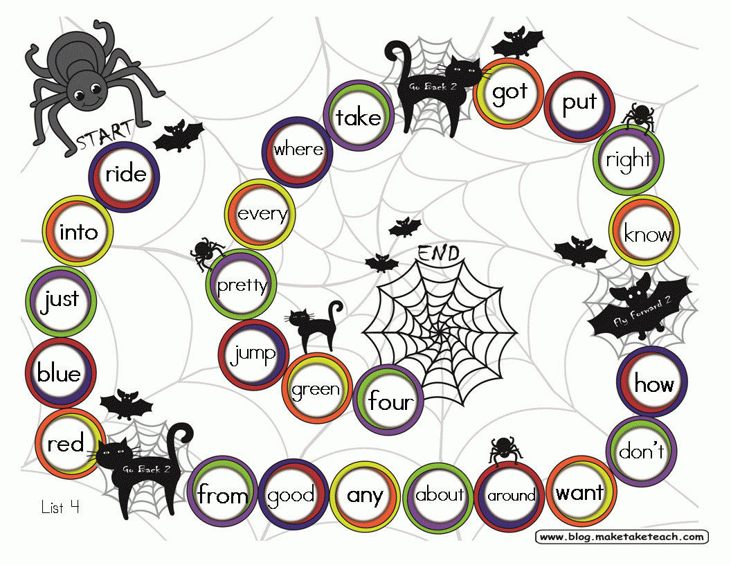 Halloween Sight Word Game Board Freebie - Classroom Freebies