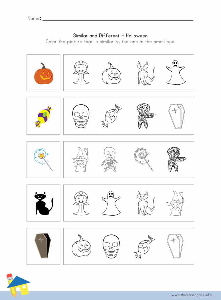 Halloween Similar And Different Worksheet 4 – The Learning Site