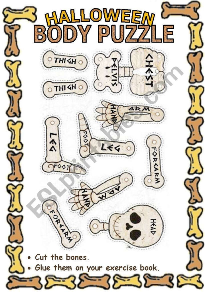 Halloween Skeleton Puzzle   Esl Worksheetlaretta.77