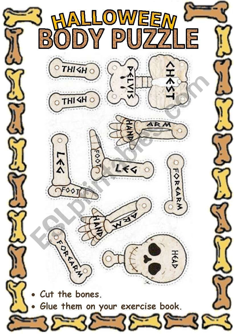 Halloween Skeleton Puzzle - Esl Worksheetlaretta.77