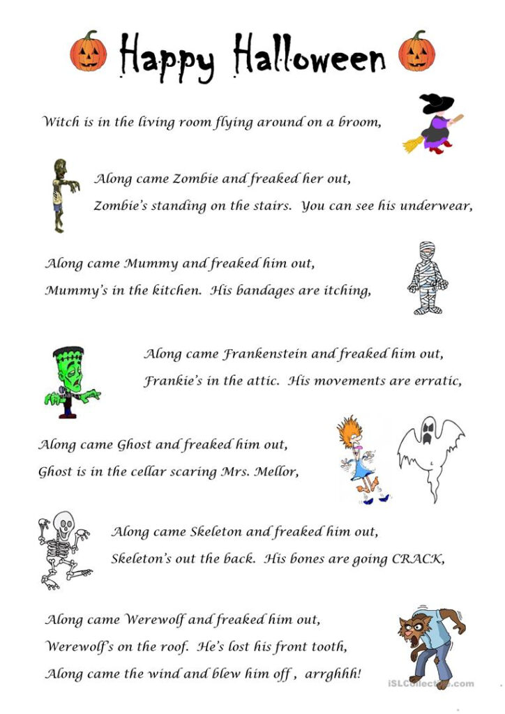 Halloween Skipping Song   English Esl Worksheets For