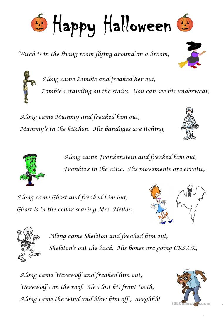 Halloween Skipping Song - English Esl Worksheets For