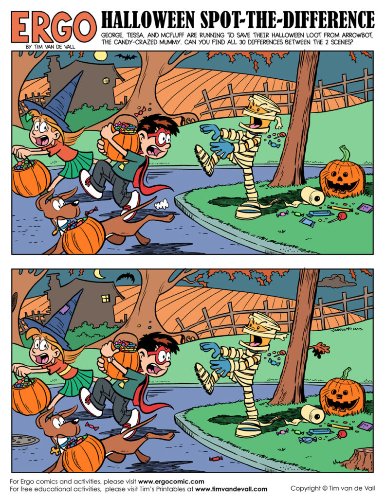 Find The Difference Worksheets Halloween | AlphabetWorksheetsFree.com