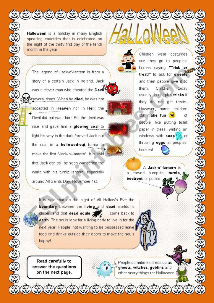 Halloween   Story + Activities   Esl Worksheetdodo93