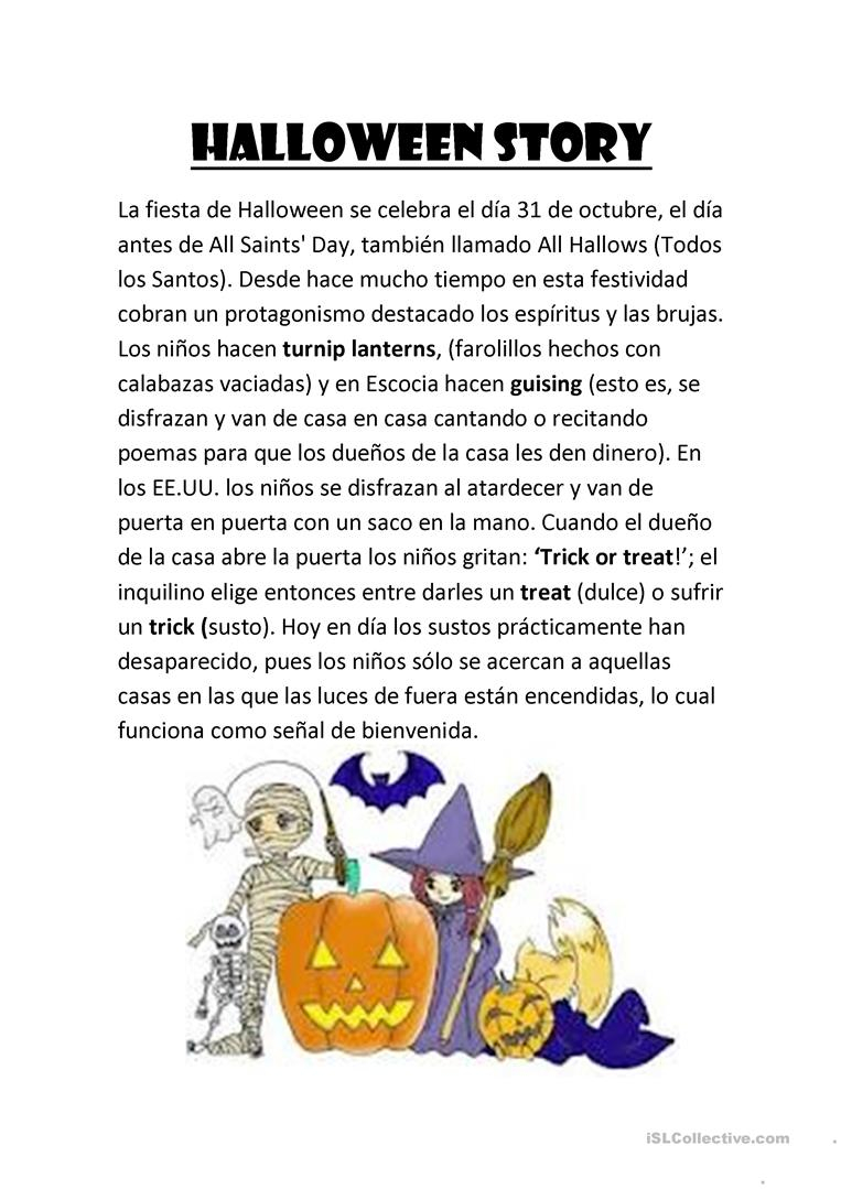 Halloween Story - English Esl Worksheets For Distance