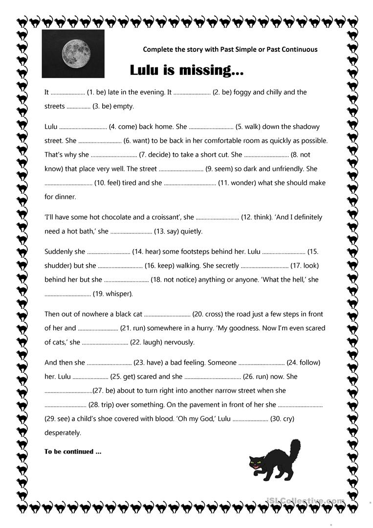 Halloween Story - Lulu Is Missing - English Esl Worksheets