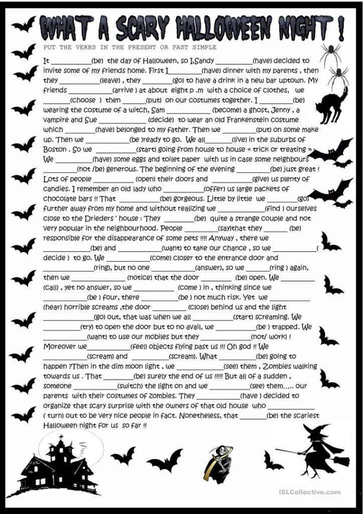 Halloween Story Past And Present Simple   English Esl