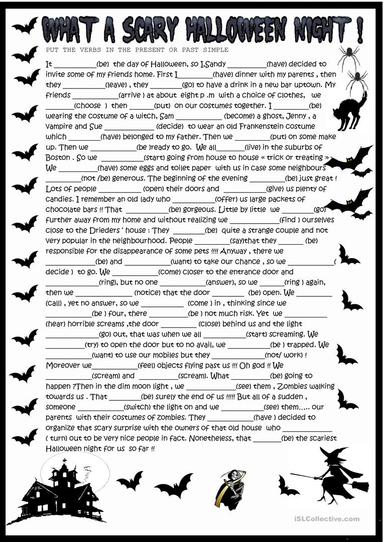 Halloween Story Past And Present Simple - English Esl