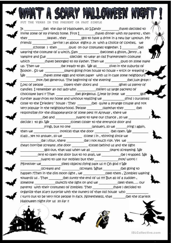 Halloween Story Past And Present Simple English Esl Halloween Story Past And Present Simple English Esl