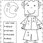 Halloween Subtraction Colornumber Worksheets In 2020