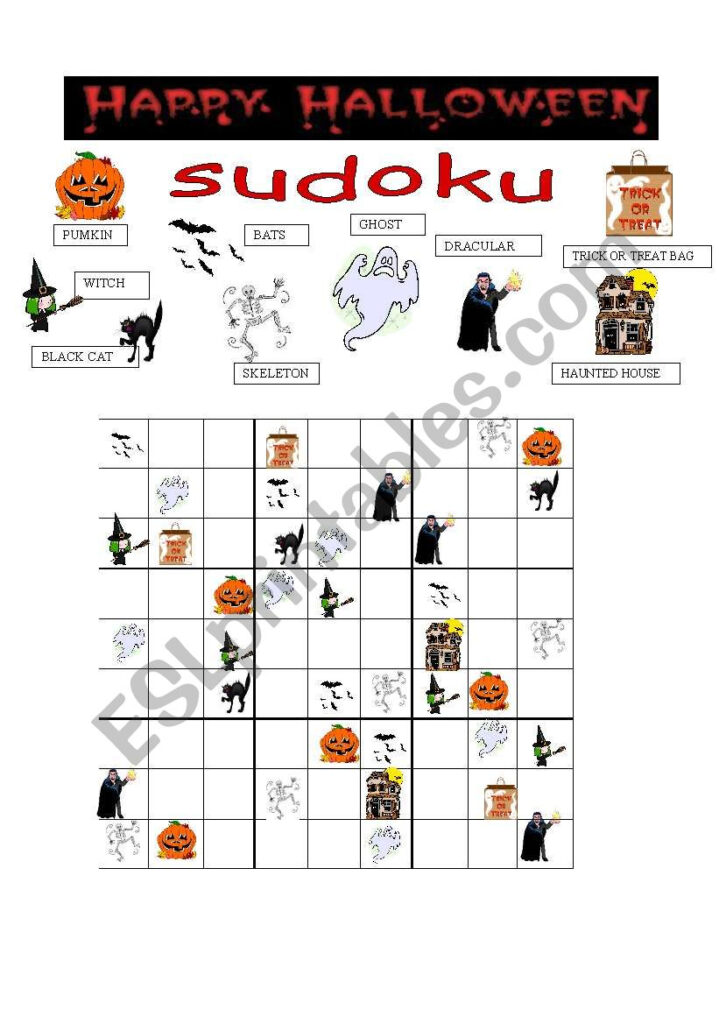 Halloween Sudoku   Esl Worksheetgreek Professor