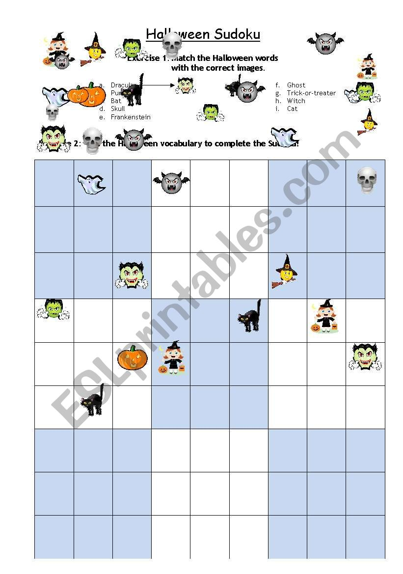 Halloween Sudoku - Esl Worksheetsanta Fe