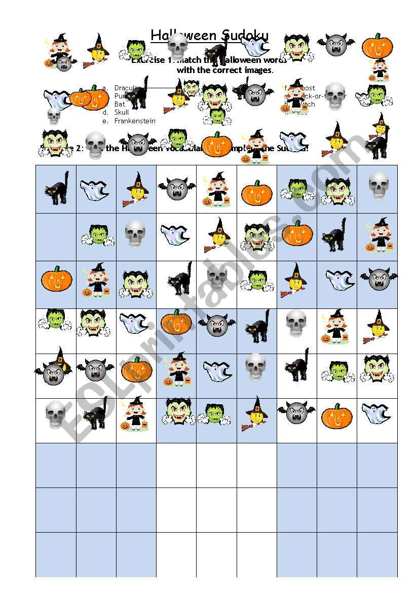 Halloween Sudoku Key - Esl Worksheetsanta Fe