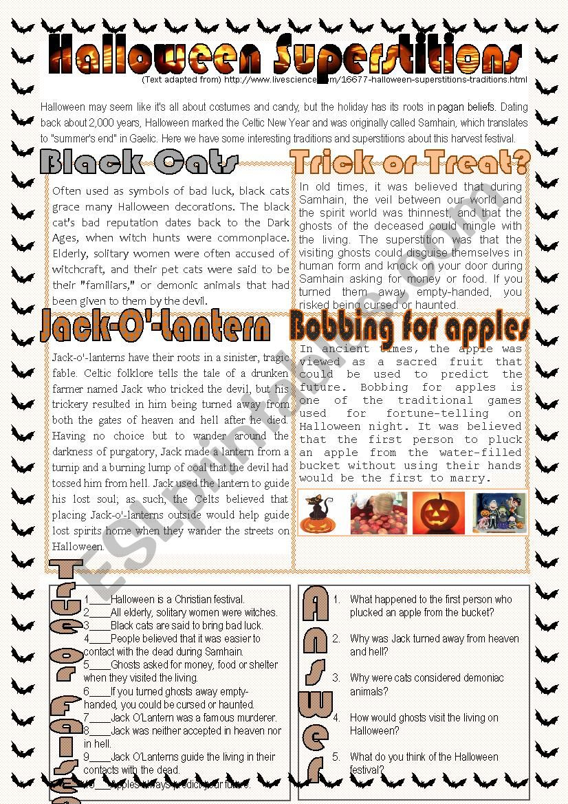 Halloween Superstitions - Esl Worksheetnuria08