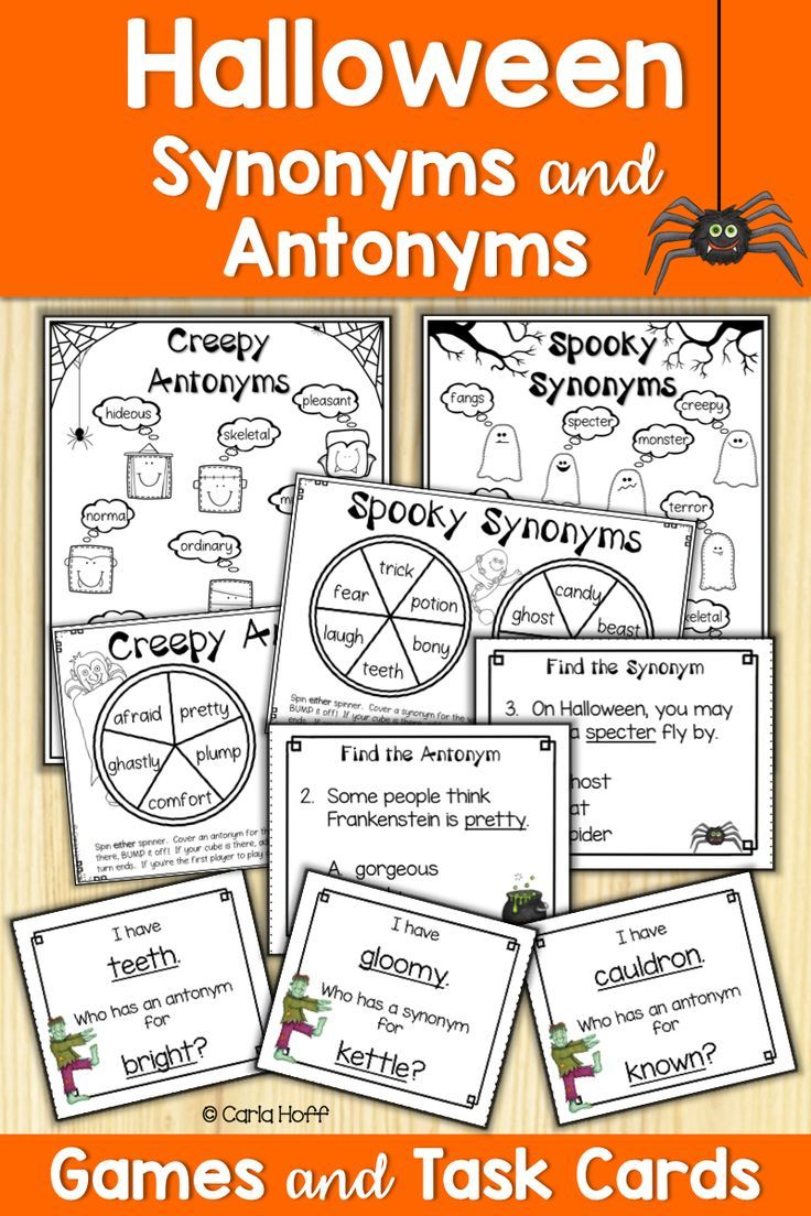 Halloween Synonyms And Antonyms | Task Cards And Games