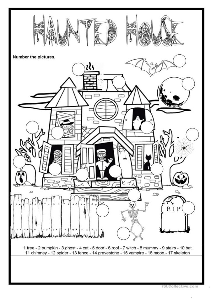 Halloween   The Haunted House   English Esl Worksheets For