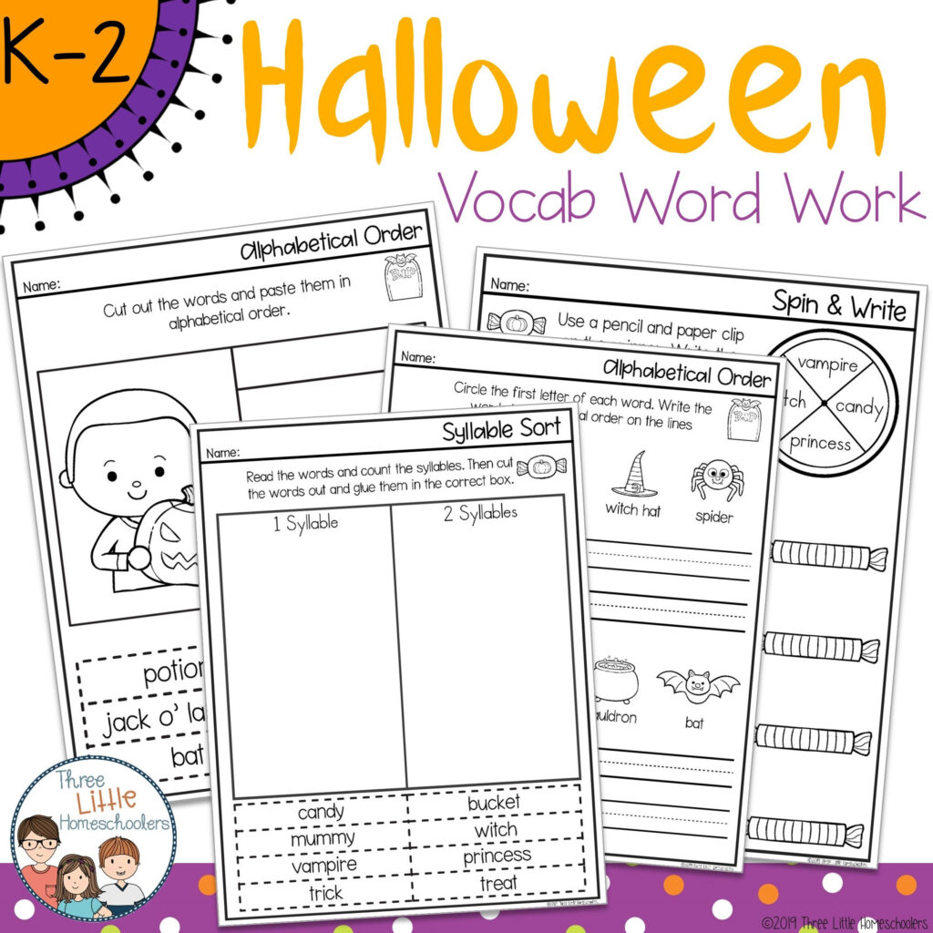 Halloween Themed Vocabulary Word Work   No Prep | Spelling