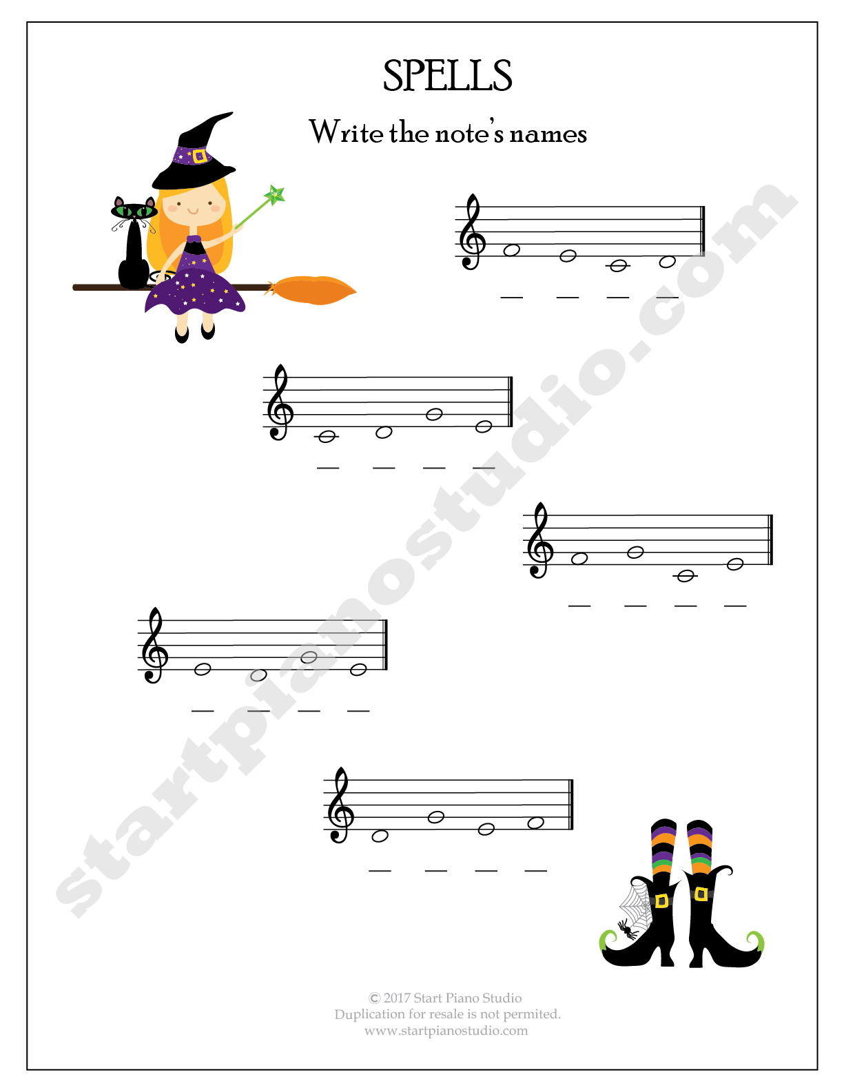 Halloween Theory Printables | Start Piano Studio | Piano