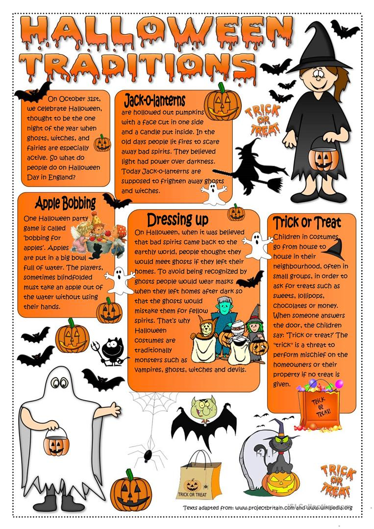 Halloween Traditions - English Esl Worksheets For Distance