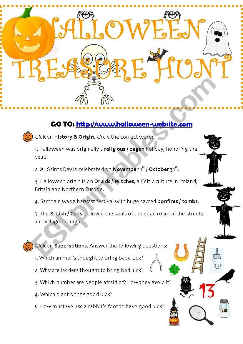 Halloween Treasure Hunt - Esl Worksheetamdlnio